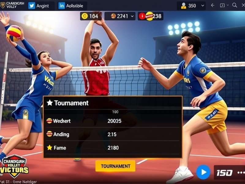 Chandigarh Volley Victors gameplay screenshot showing intense volleyball action